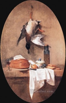  Baptiste Oil Painting - Duck Jean Baptiste Simeon Chardin still life
